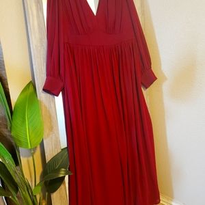 I'm The One Maxi Dress from Fashion Nova. Burgundy, size 3x, low cut "V."